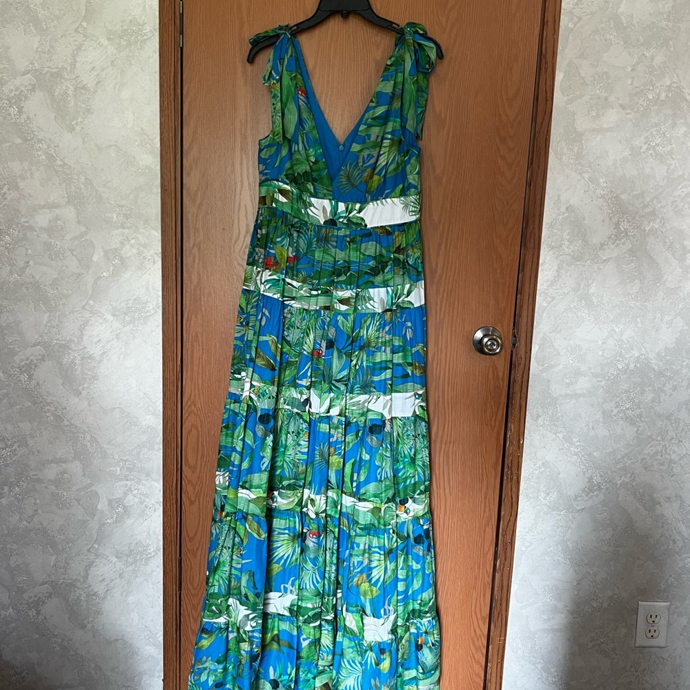 ANTONIO MELANI Blue and Green Maxi Dress